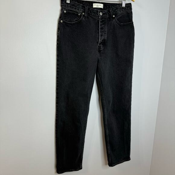 Abercrombie and Fitch The Dad High Rise Wash Black Jeans Women's 29 - Picture 3 of 9